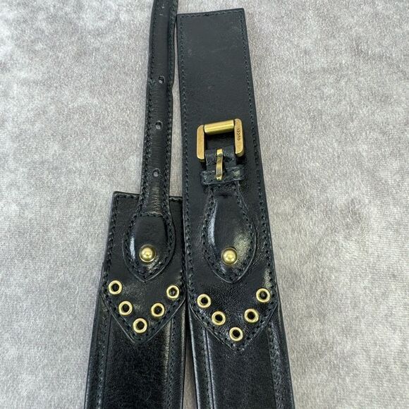 Vintage Gucci Grommet Black Leather Wide Belt 144195 85/34” main image 13